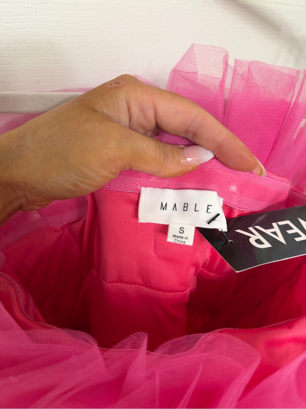 Hot Pink Layered Tulle Mini Dress - Picture 4 of 4